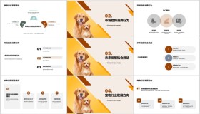 橙色可爱小狗背景的宠物行业市场调研报告PPT模板