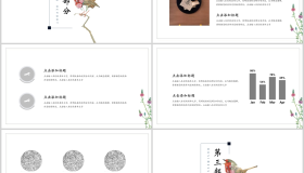 简约花鸟背景的清新时尚中国风通用PPT模板