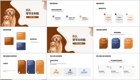 褐色小狗背景的宠物行业调研报告PPT模板
