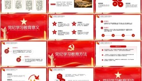 红色精美党政风“党规党纪大学习大做用”党课教育PPT模板