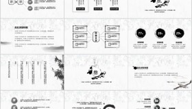 淡雅水墨山水背景中国风PPT模板