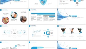 蓝色淡雅抽象曲线工作计划PPT模板